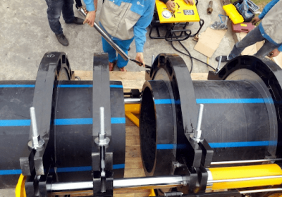 Công đoạn chuẩn bị hàn nối ống HDPE